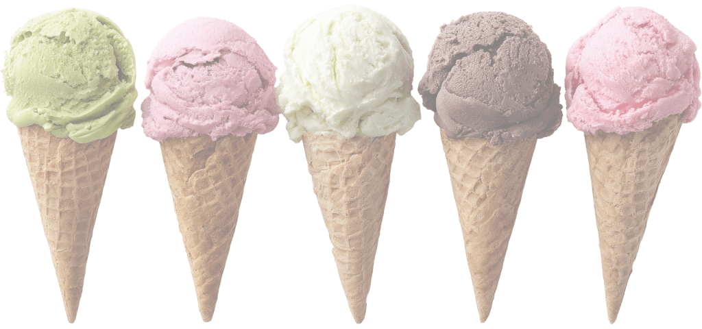 Ice Cream Cones in a row